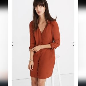 Madewell Heather Long-Sleeve Button-Front Dress Rusty Torch
